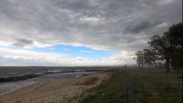 Gusty winds roar up the East Coast