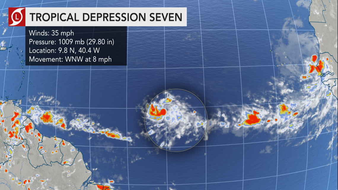 Tropical Atlantic Weather Satellite Tropical Depression 7 Forms Over The Atlantic | Wusa9.Com