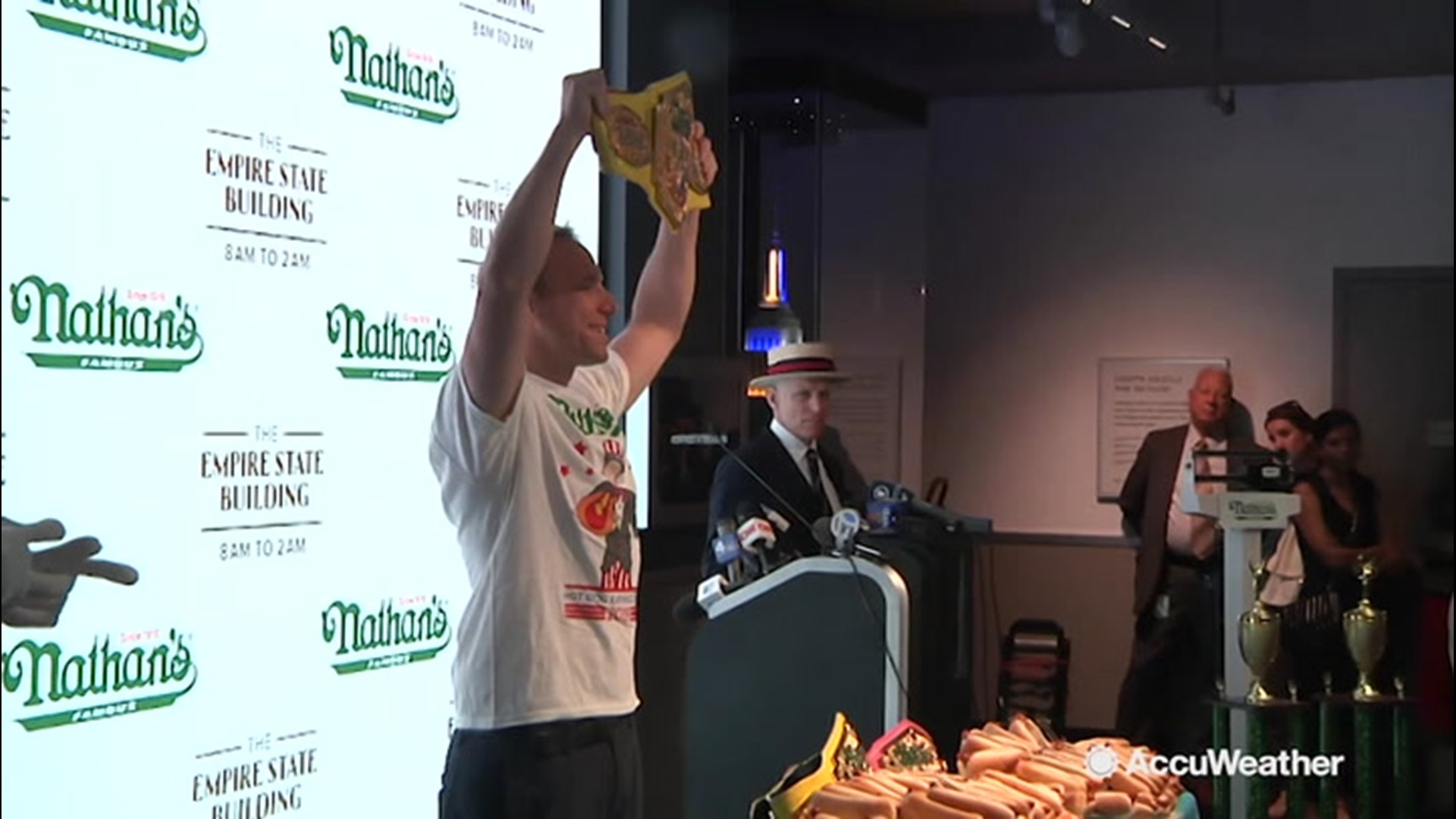 Joey Chestnut, hot dog eating champion, weighs in on how the heat might effect his performance at tomorrow's hot dog eating competition in Coney Island, NY, July 4th.