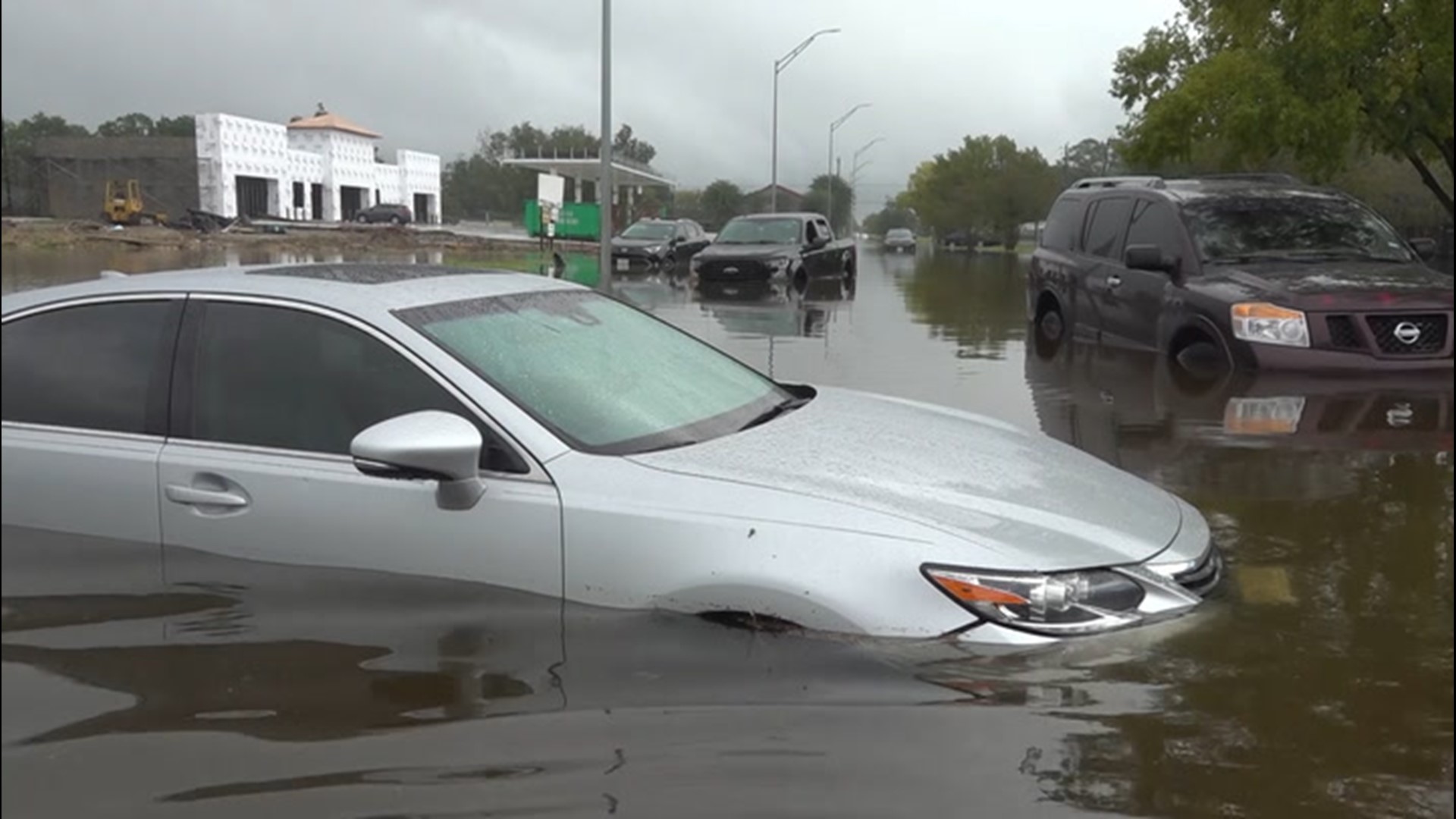 Vehicles all over Houston, Texas, were stuck in floodwaters after Beta flooded the city with heavy rain on Sept. 22.