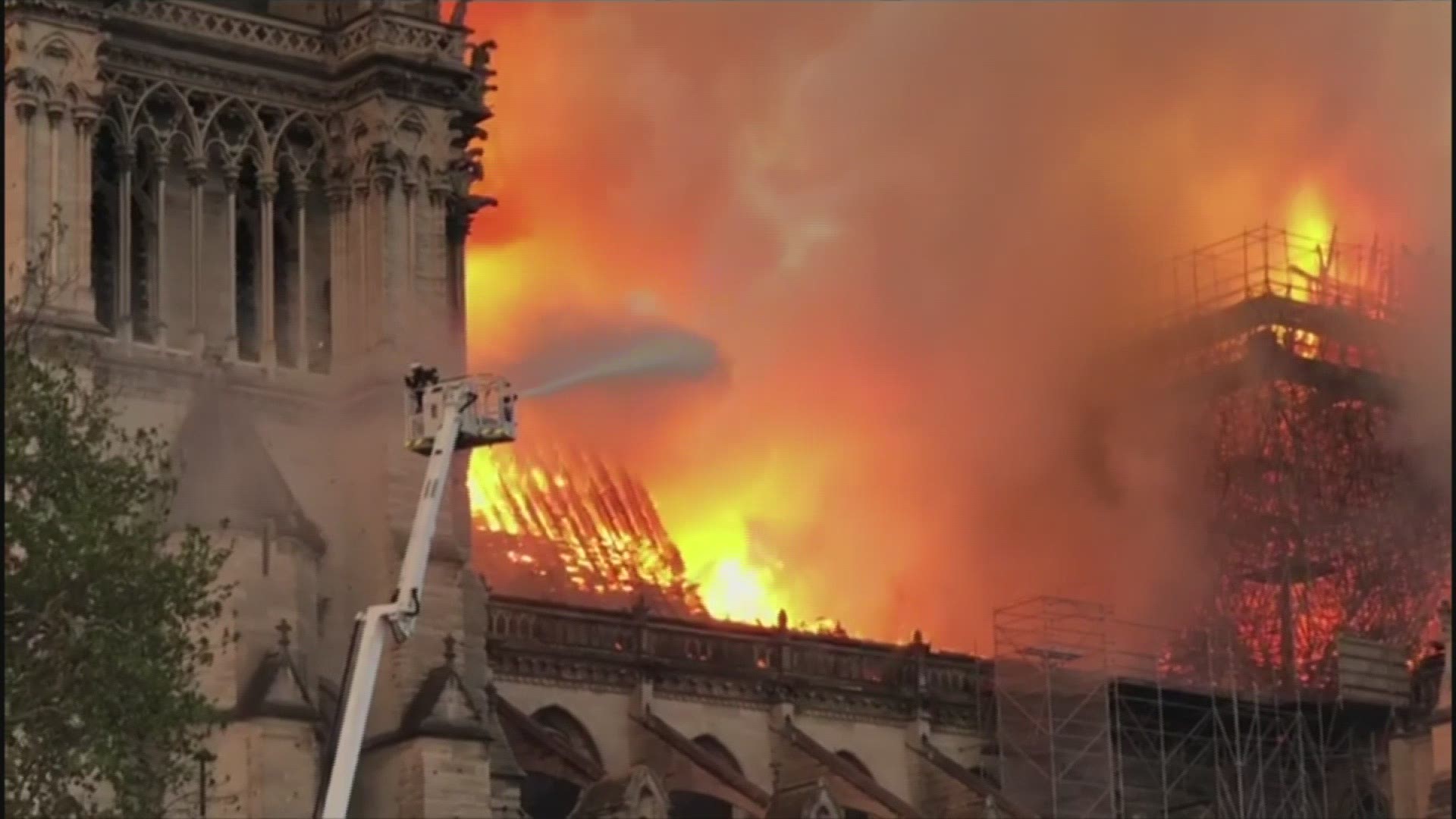 French President Emmanuel Macron on Monday said the fire consuming Notre Dame Cathedral is taking part of everyone in France with it.