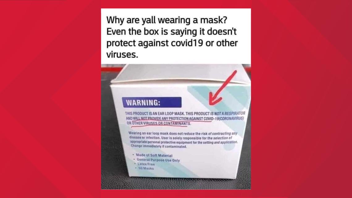 Verify Why A Face Mask Box Says It Won T Protect From Covid 19 Wusa9 Com