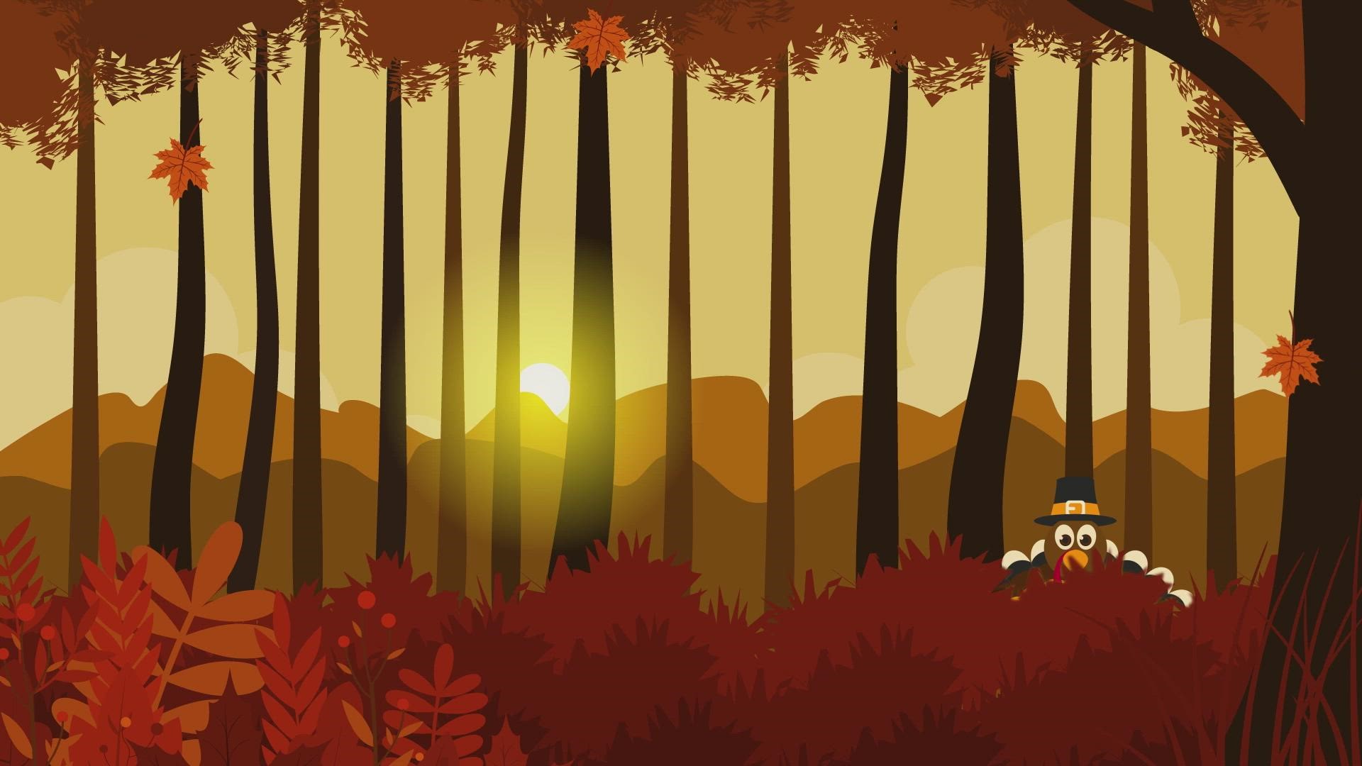 Happy Thanksgiving! Enjoy a calming view of leaves falling amid a turkey hiding out for the day.