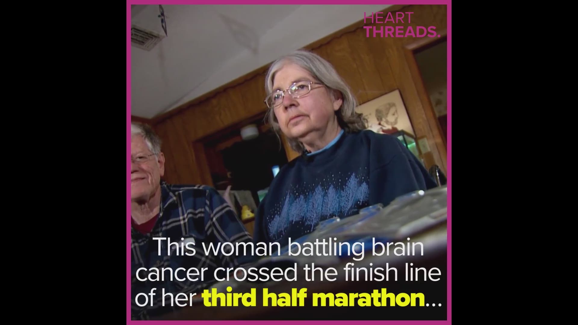 When it looked as though complications from brain cancer would stop Suzanne Stone from completing her third half marathon, her family ran the race for her so that she could cross the finish line.
