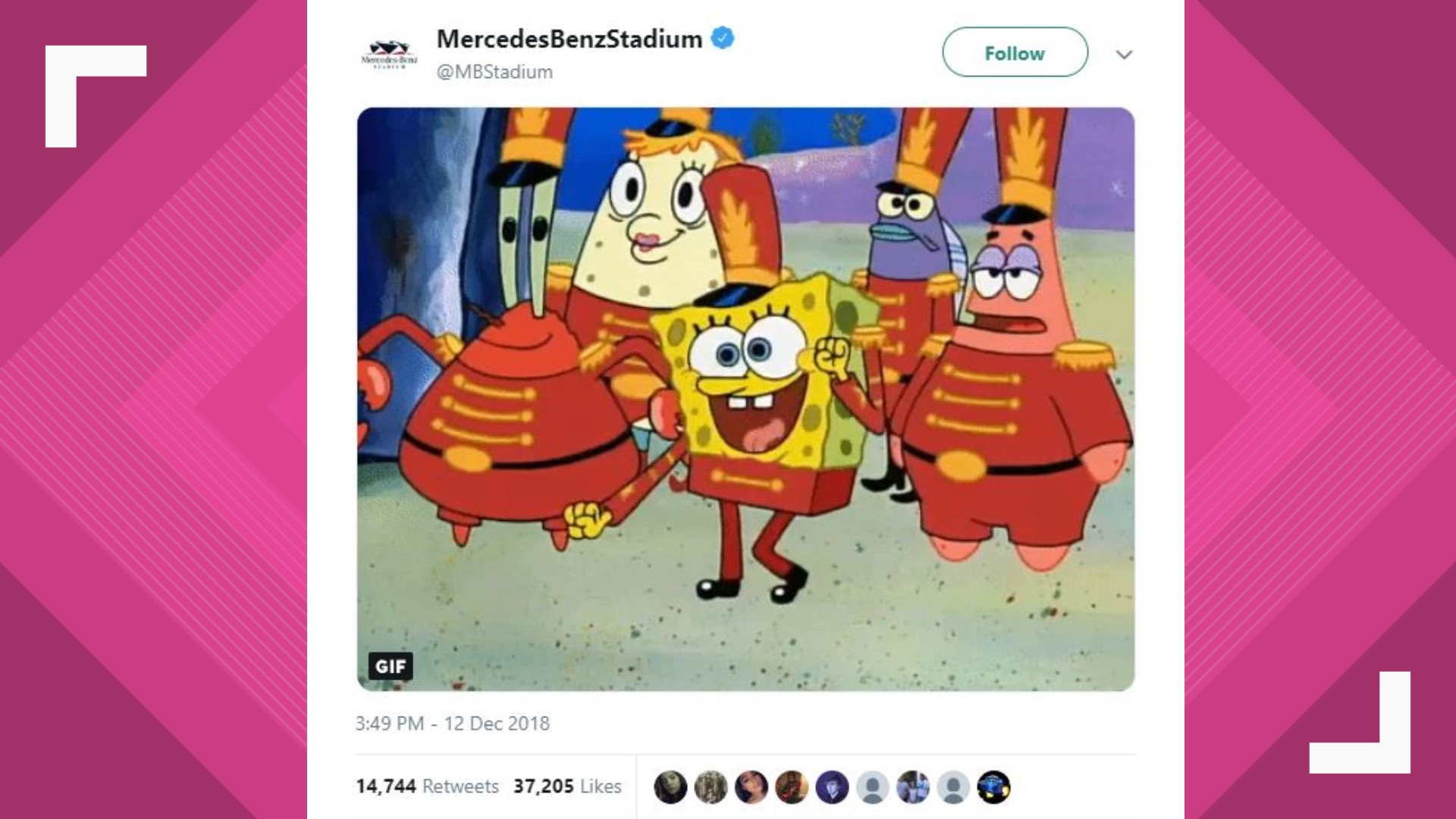 Sweet Victory? Mercedes Benz Stadium chimes in on SpongeBob Super Bowl