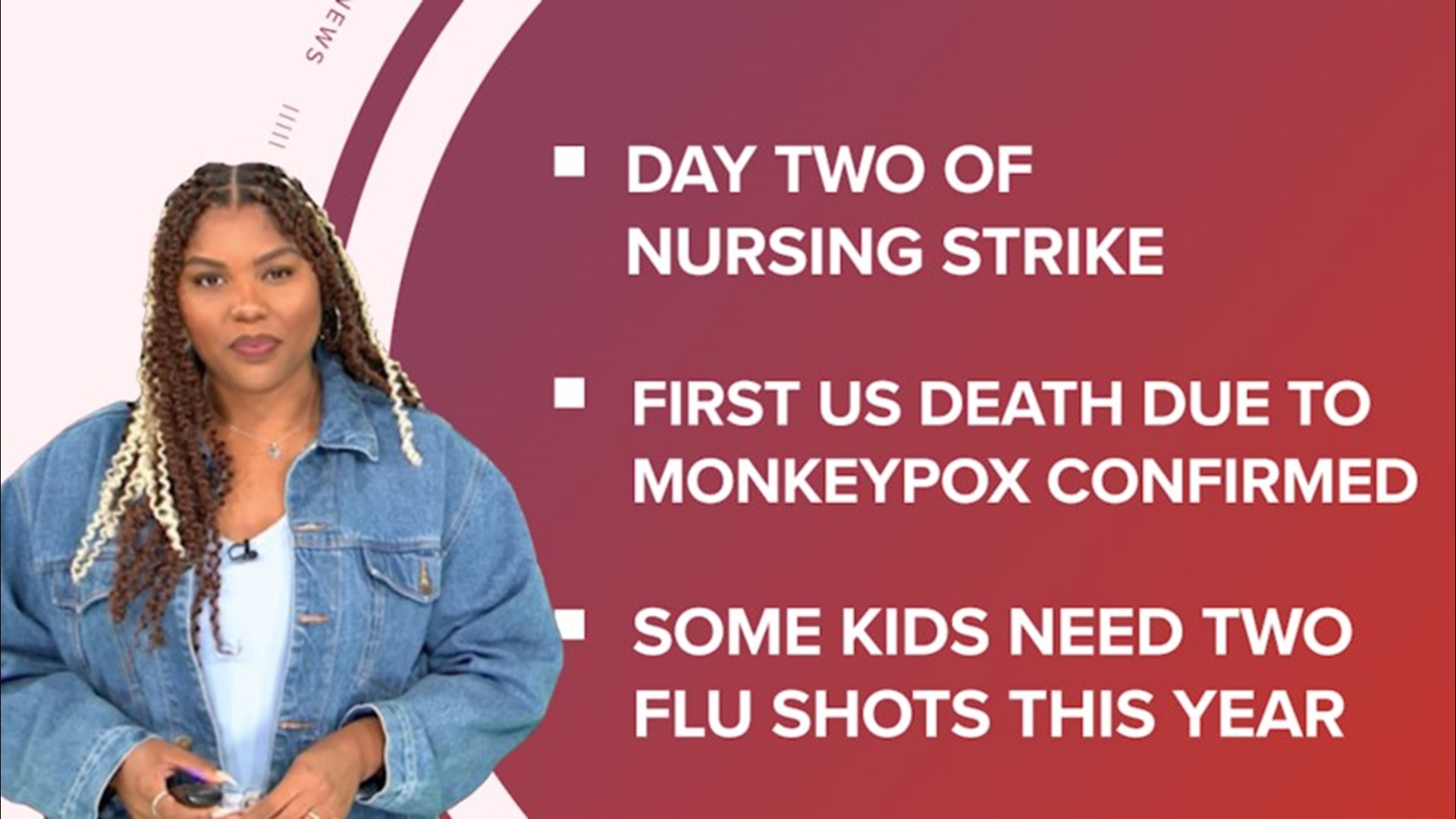 A look at what is happening in the news from the Minnesota nursing strike moving into day two to the first US monkeypox death and the big winners from the Emmys.