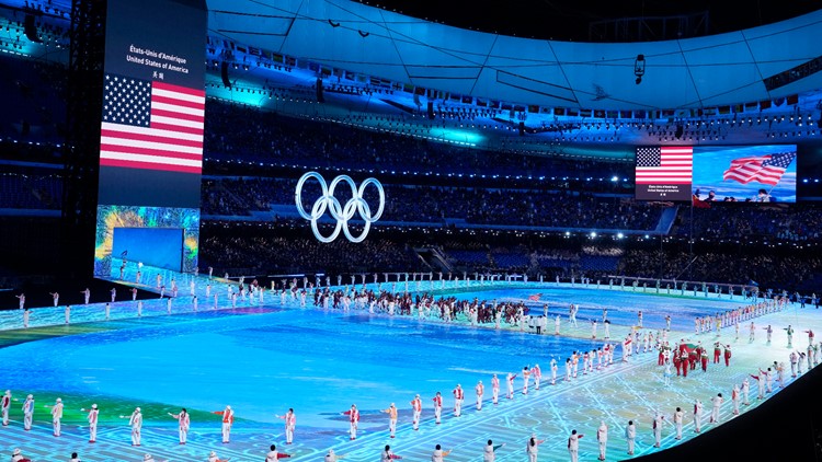 Brittany Bowe, John Shuster Lead Team USA During Parade of Nations