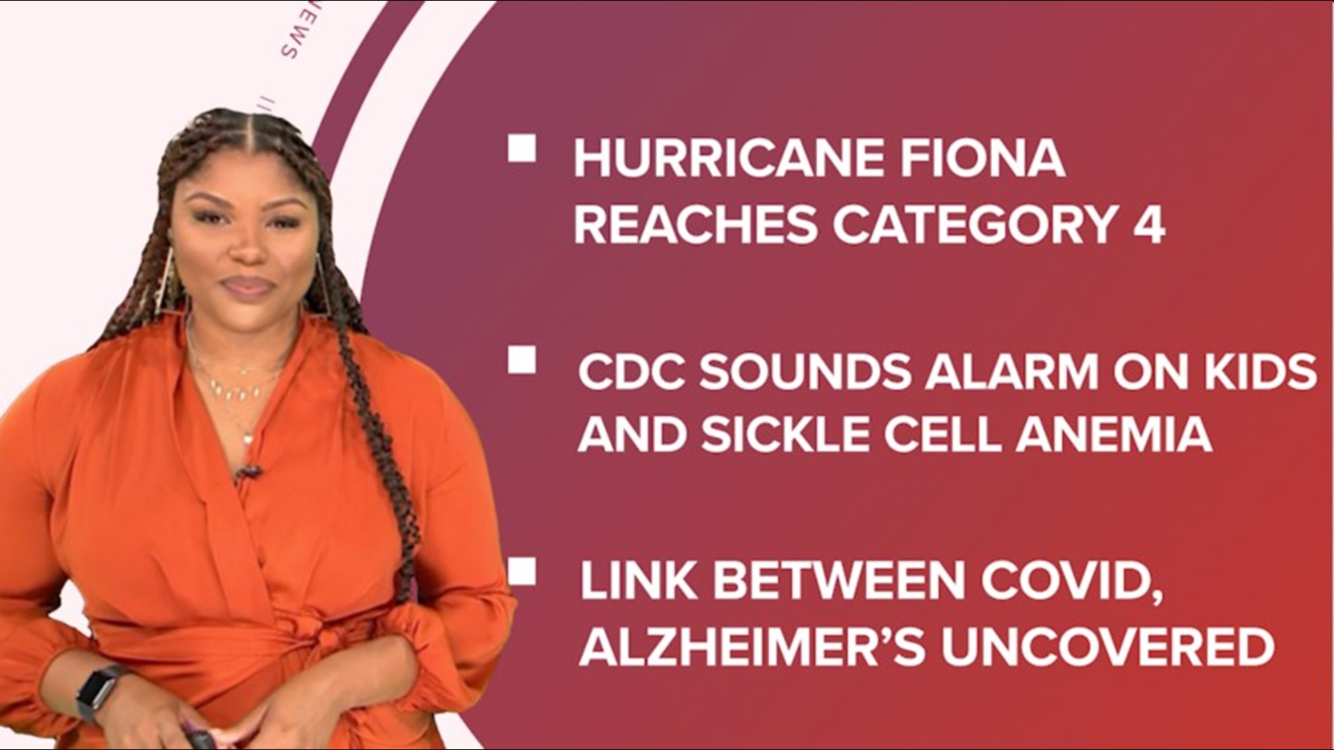 A look at what is happening in the news from Hurricane Fiona reaching Category 4 status to a link between Covid and Alzheimer's disease.