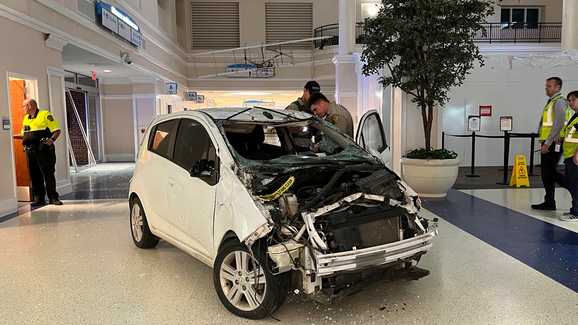 Sheriff: Car crashes through North Carolina airport terminal