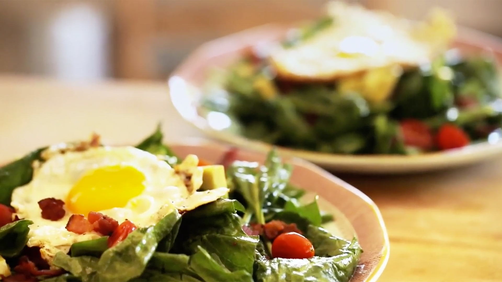 Recipe For Warm Spinach Salad With Bacon Vinaigrette And A Fried Egg 6414