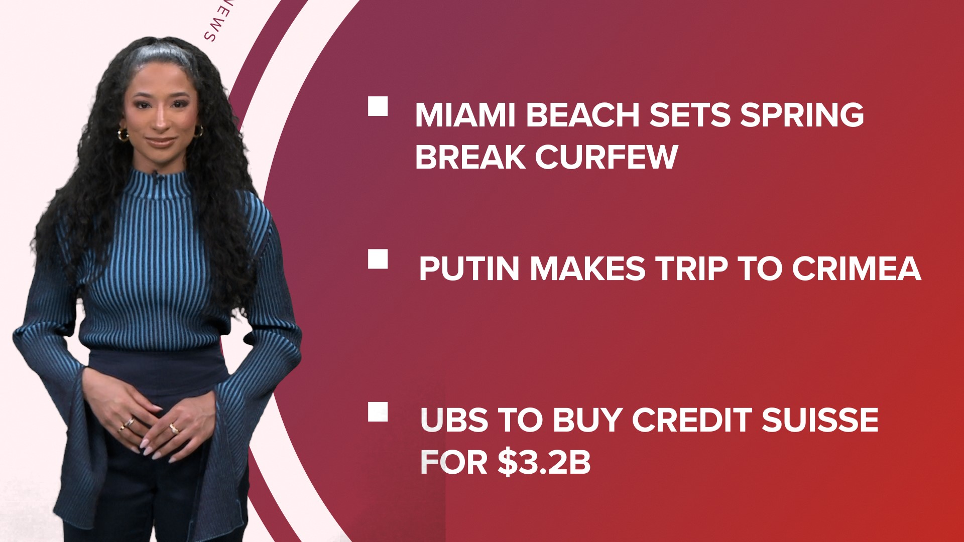 A look at what is happening in the news from USB paying Credit Suisse to Miami Beach implementing a spring break curfew and verifying March Madness claims.