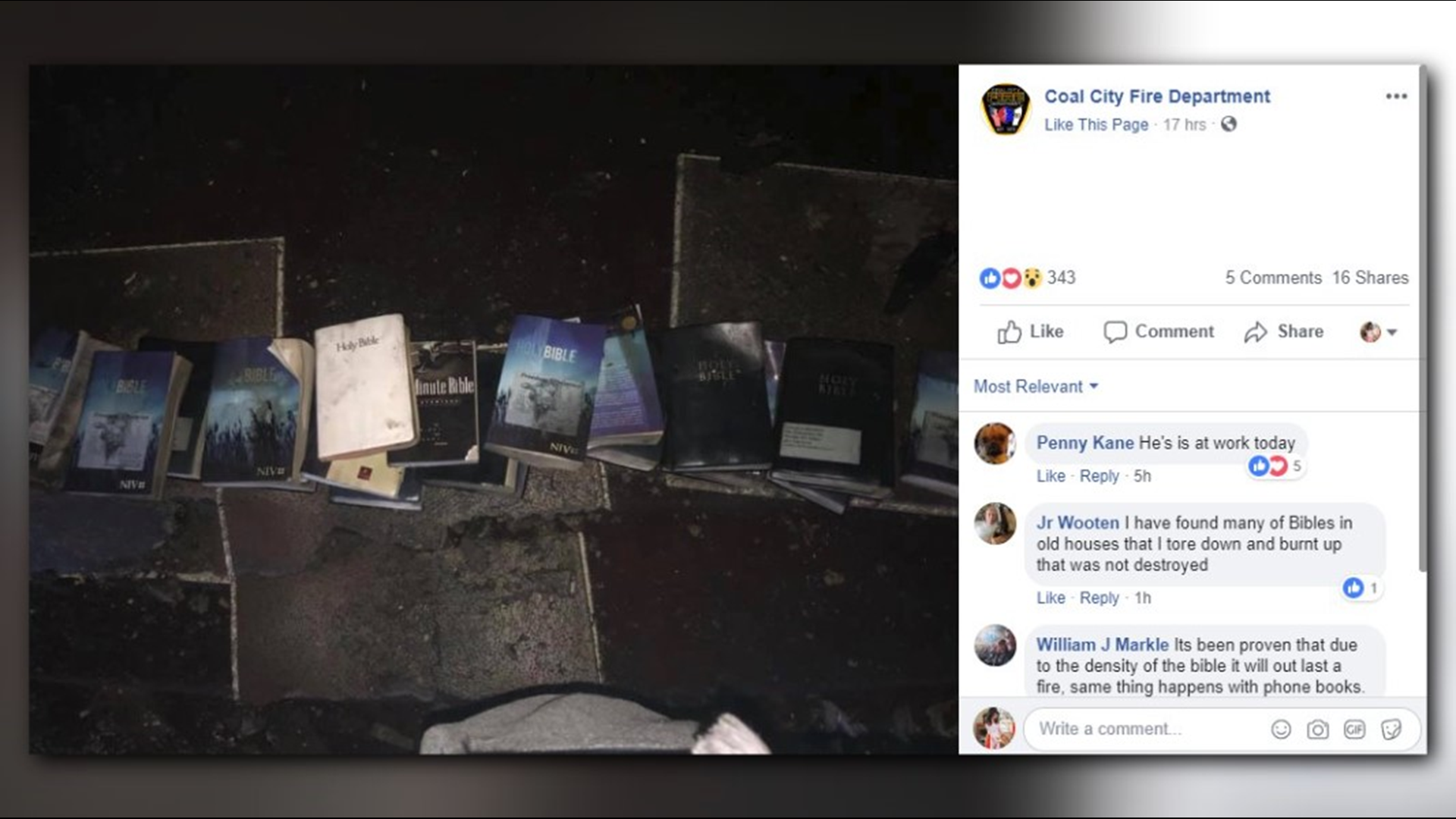 Bibles survive massive fire in West Virginia church 'Though odds were