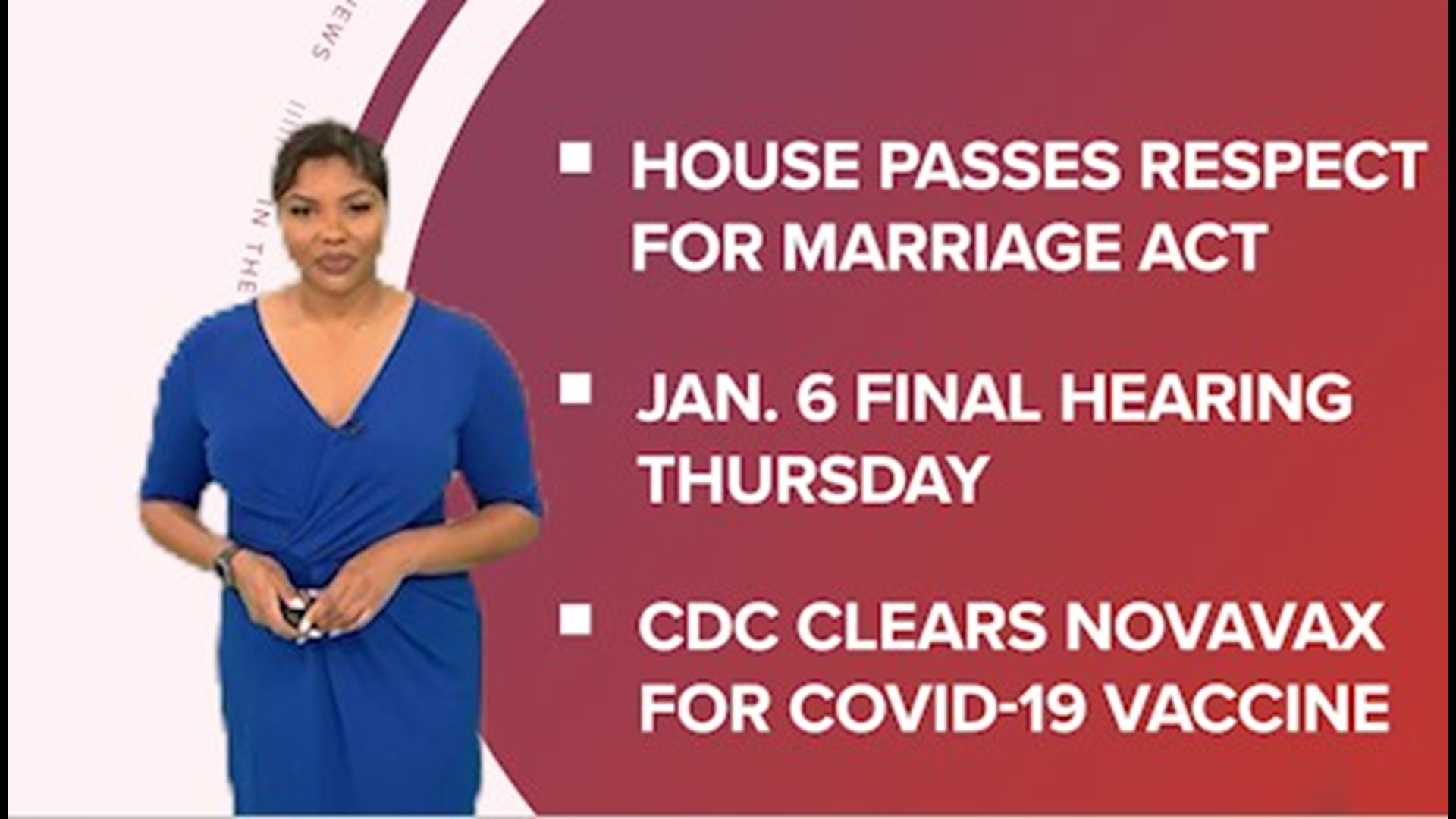A look at what is happening across the U.S. from "Respect for Marriage" bill to final Jan. 6 hearing and a new Covid-19 vaccine