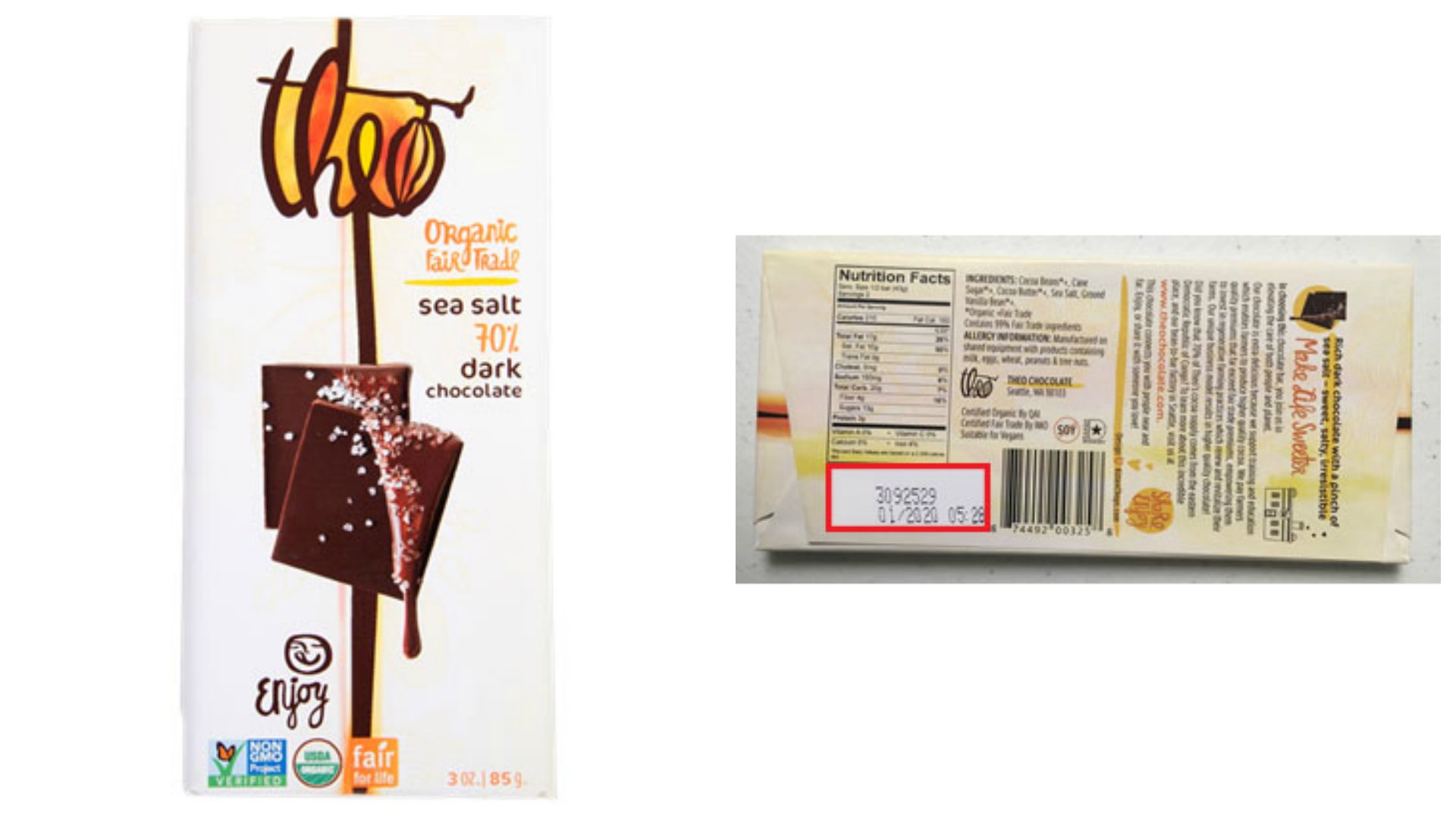 Theo recalls Sea Salt Dark Chocolate bars