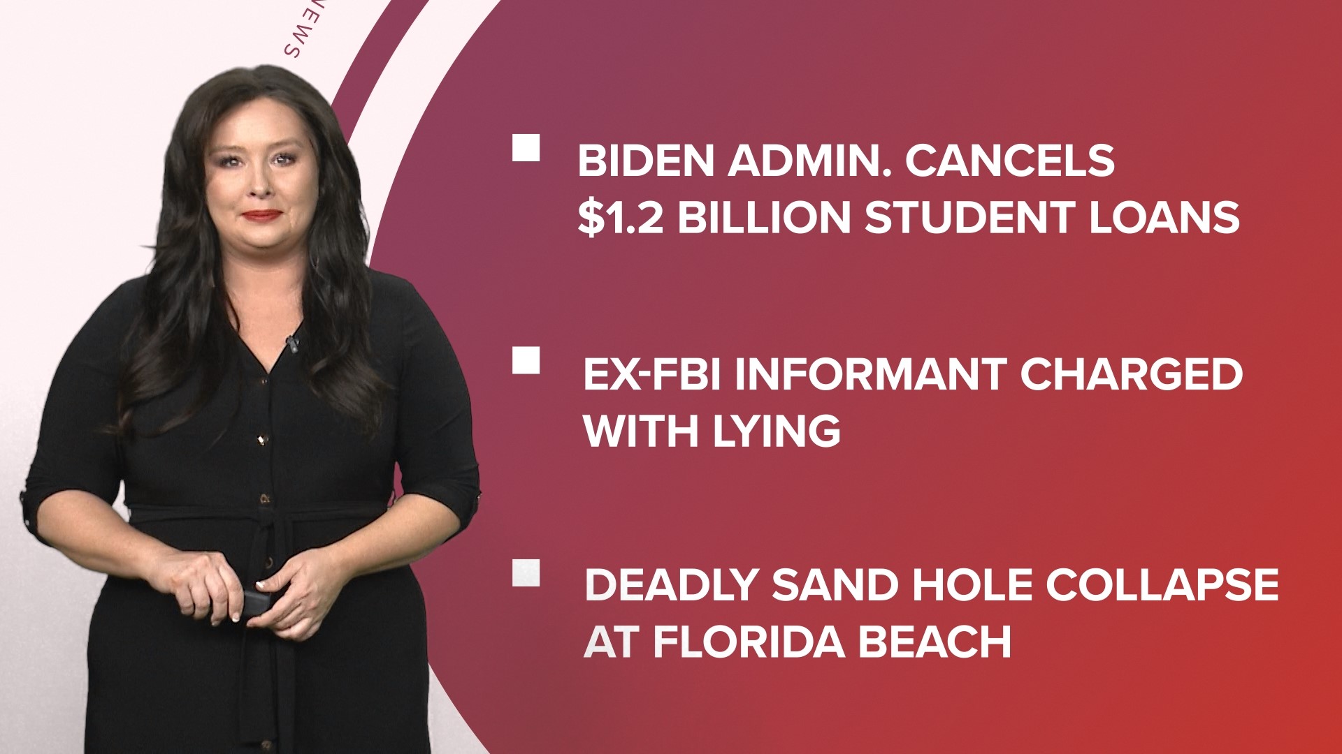 A look at some top news headlines from the Biden administration canceling $1.2B in student loans to a deadly sand hole collapse and Pandas to return to San Diego.