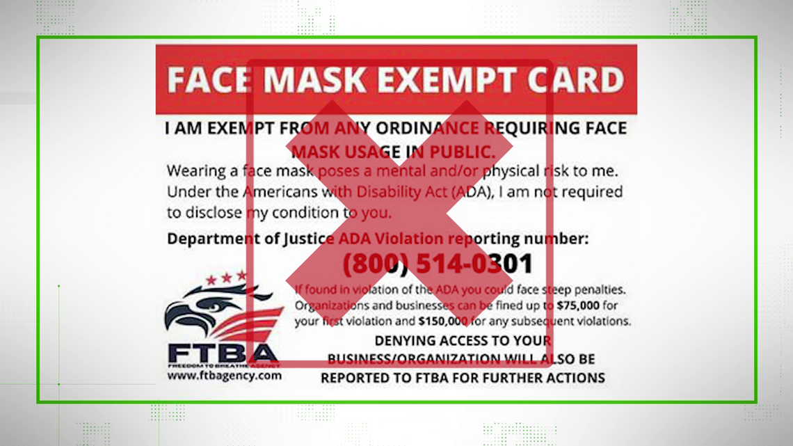 VERIFY Viral face mask exempt card is 'fraudulent'
