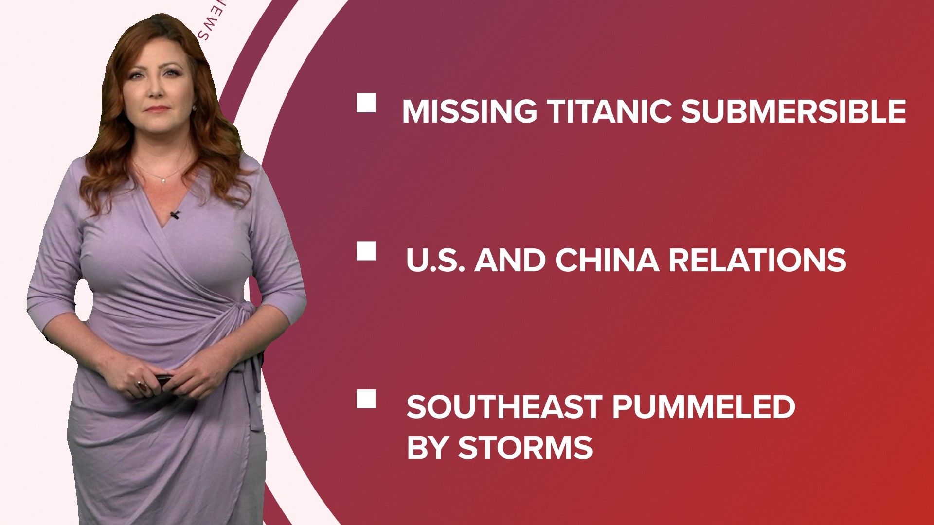 A look at what is happening in the news from a missing submersible near the Titanic wreckage to tornadoes hitting the Southeast and a pilot shortage impacts travel.