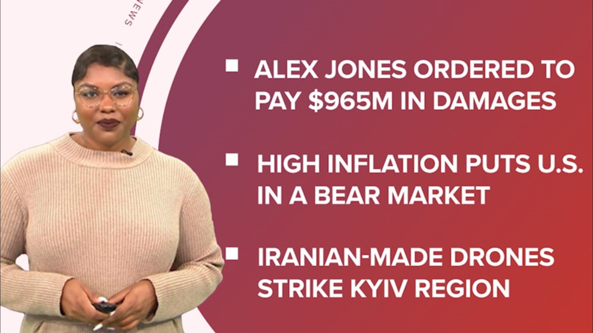 A look at what is happening in the news from Alex  Jones ordered to pay almost $1B to Sandy Hook families to inflation impacting the price of pumpkins.