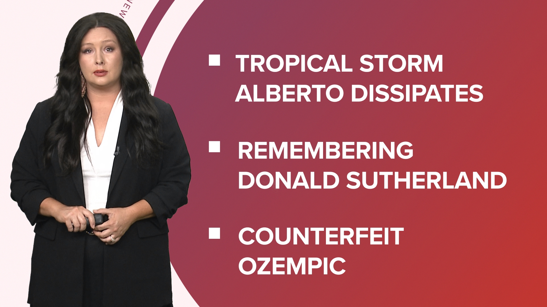 A look at what is happening in the news from Tropical Storm Alberto to the passing of Donald Sutherland and counterfeit weight loss drugs.