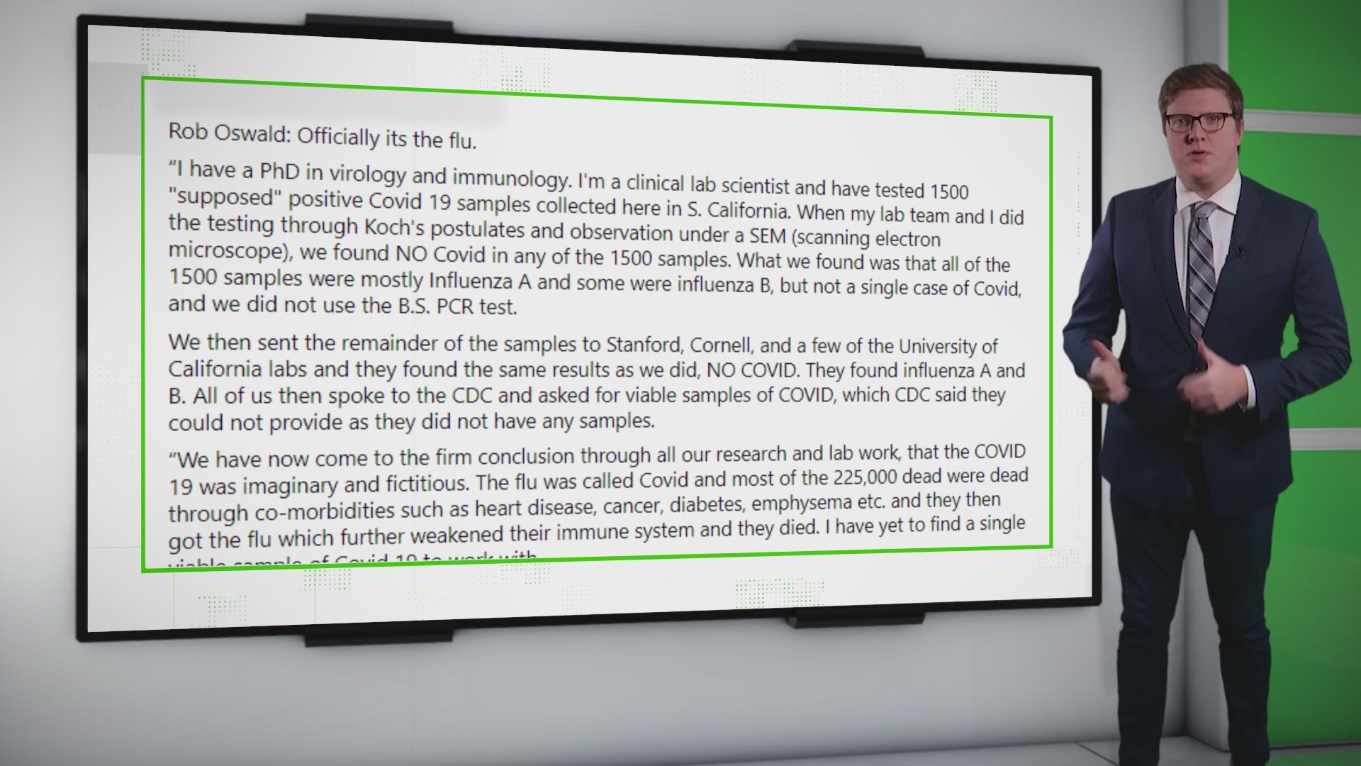 A Facebook post claimed a PhD in virology and immunology said COVID-19 was fake, but it got the professor's credentials wrong and he has said the virus is real.