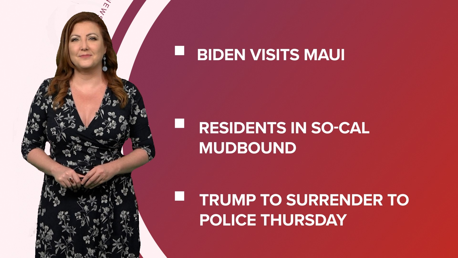 A look at what is happening in the news from President Biden's visit to Maui to cleanup underway in California and Sha'Carri Richardson wins 100-meter title.