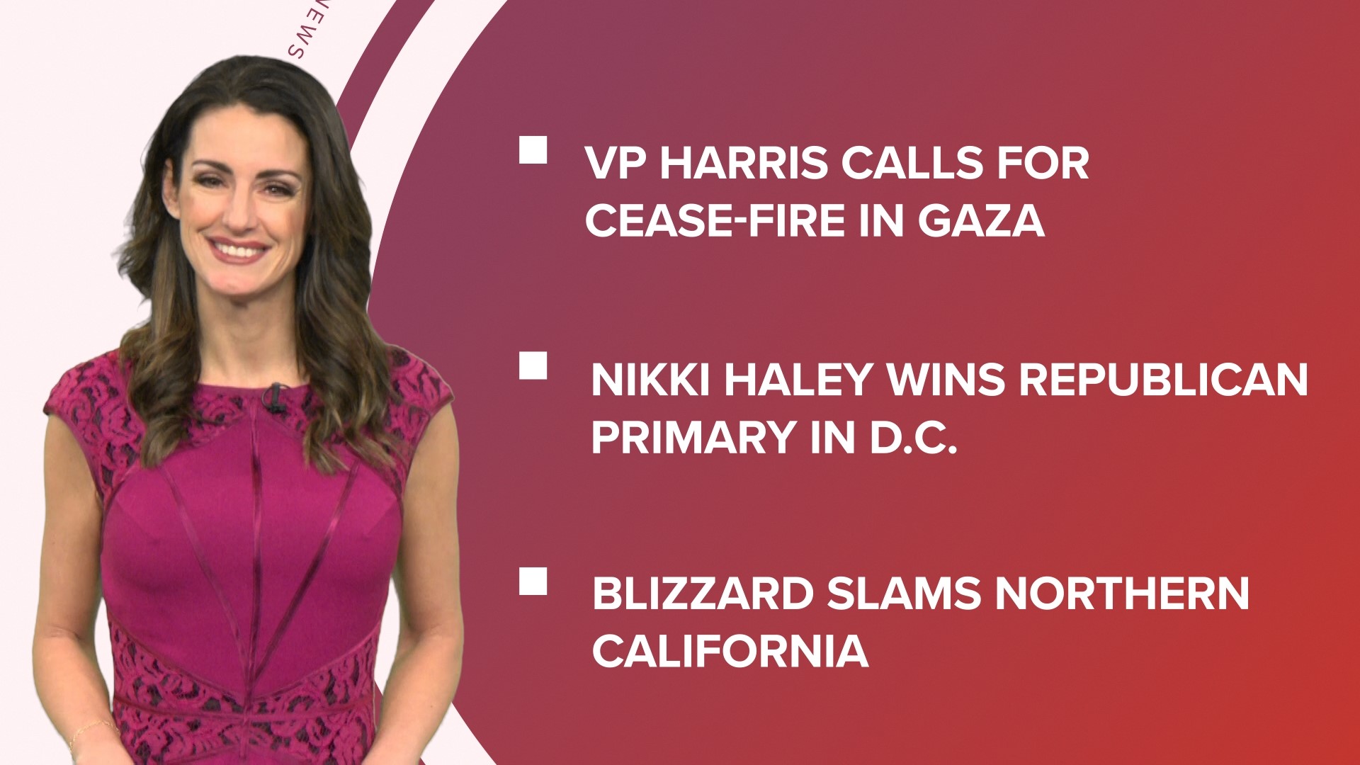 A look at what is happening in the news from VP Kamala Harris calling for a cease-fire in Gaza to Nikki Haley winning the primary in D.C. and a soup dumpling recall.