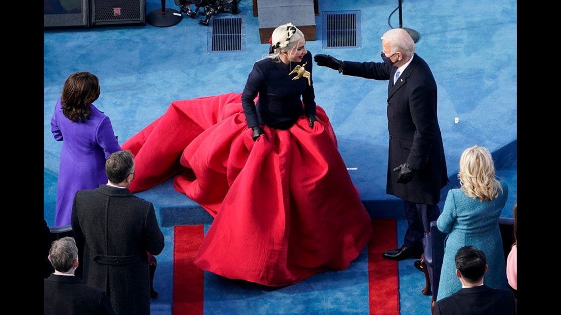Lady Gaga Wears Custom Schiaparelli to Sing National Anthem at President  Joe Biden's Inauguration | wusa9.com
