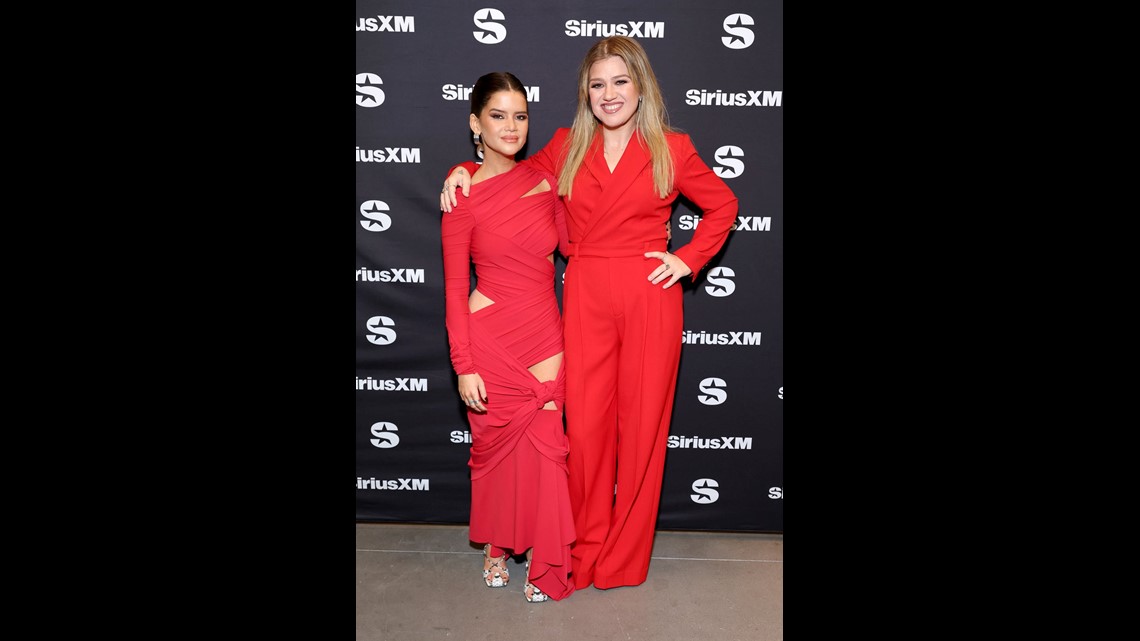maren morris red dress Maren Morris Skips CMA Awards and Hangs With Kelly Clarkson in NYC as She  Steps Back From Country Music