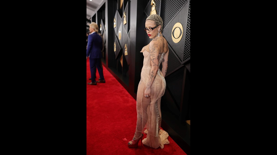 Doja Cat Shows Off Her Ink in Daring Sheer Gown at 2024 GRAMMY Awards |  wusa9.com