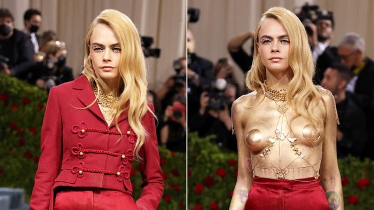 Cara Delevingne Strips Down to Gold Body Paint at Met Gala I m