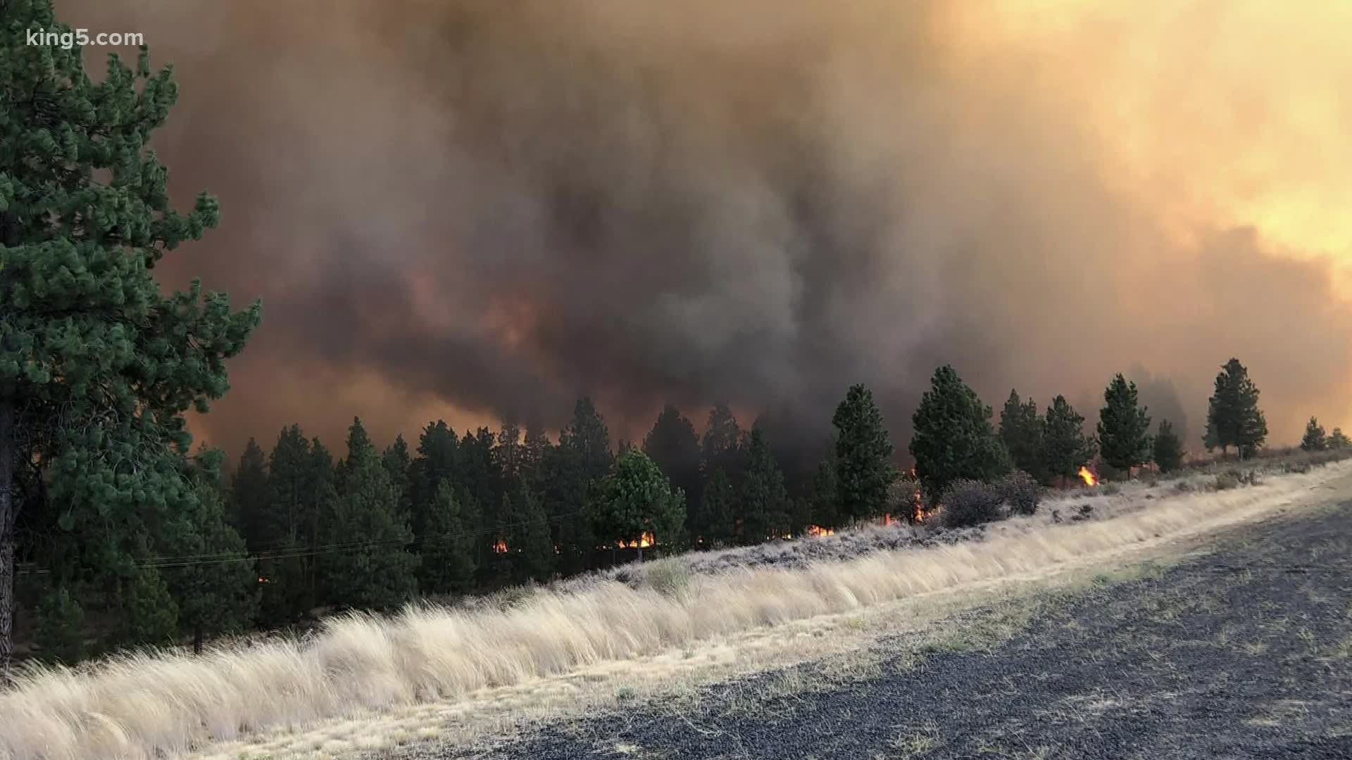 The Evans Canyon fire has burned 13,000 acres in Yakima and Kittitas counties. Also, Washington firefighters return from assisting in the California wildfires.