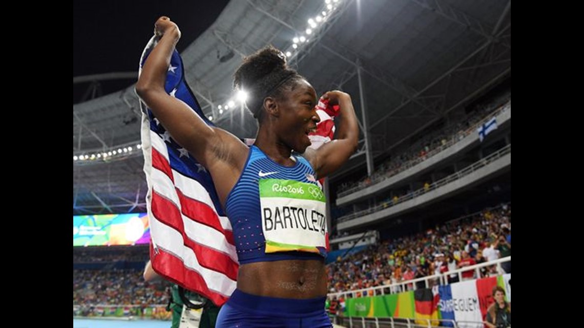 USA's Tianna Bartoletta soars to gold in long jump