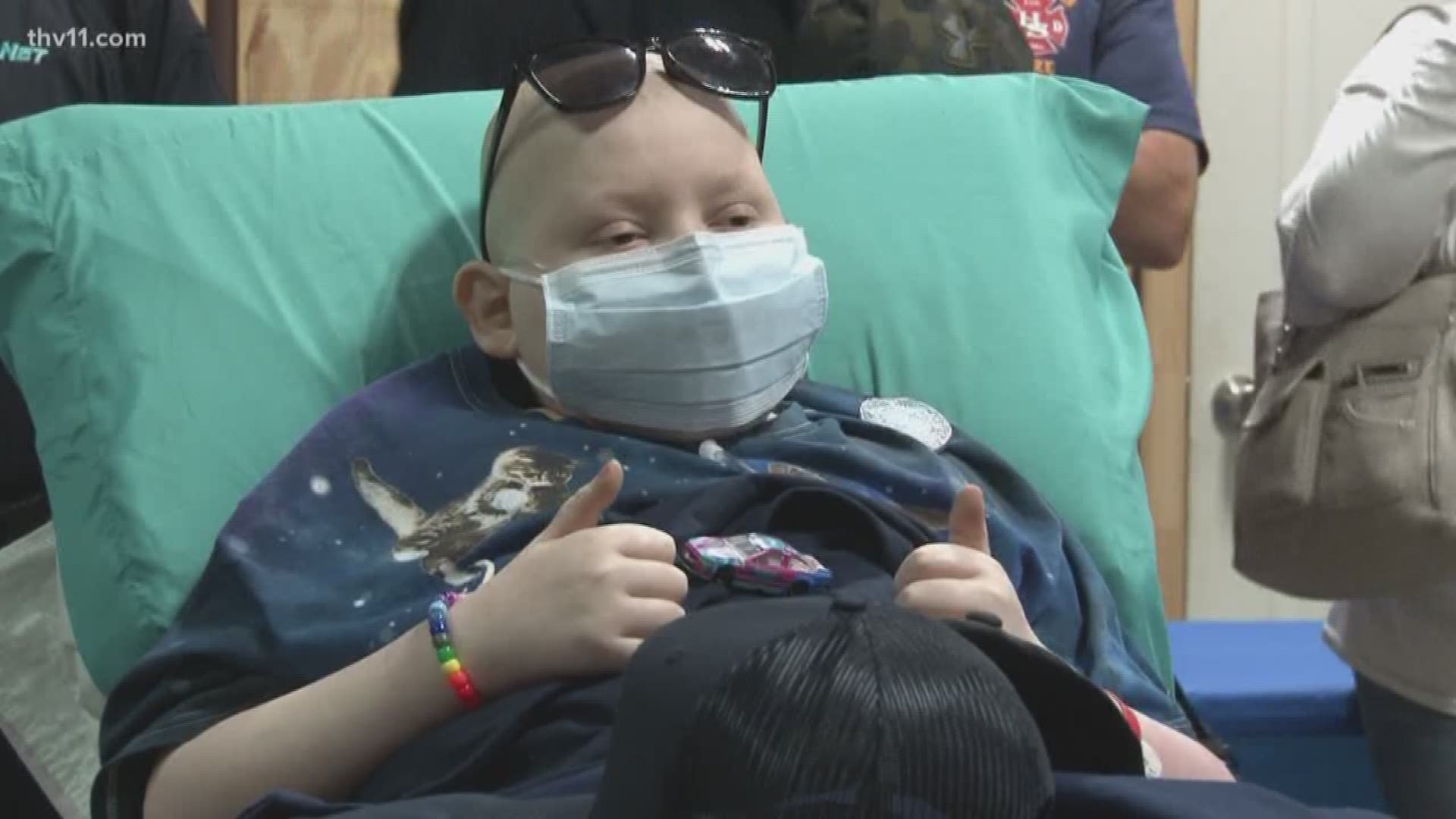 An Arkansas boy who spent the last 13 months at Children's Hospital finally got to step outside the hospital today and be a kid... one last time.