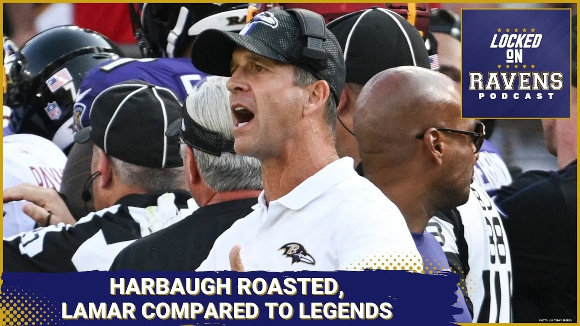 We look at Baltimore Ravens head coach John Harbaugh being roasted and quarterback Lamar Jackson being compared to legends with James Yarcho.