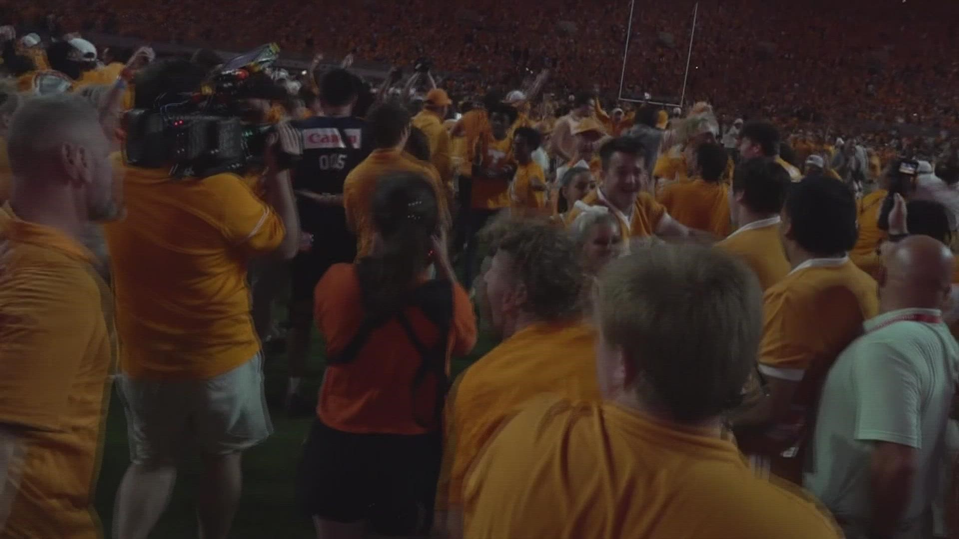 Vol fans were over the moon after a last-second field goal put Tennessee on top to win the game.