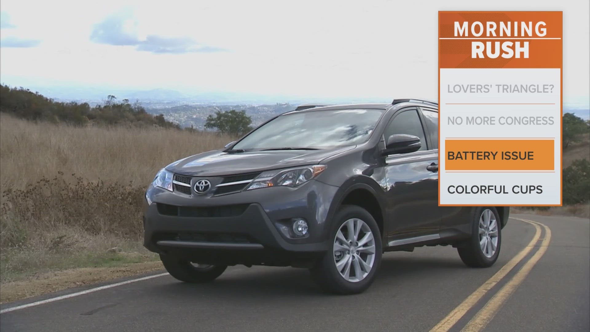 The company is recalling the RAV4 small SUVs in the U.S. to fix a problem with batteries that can move during forceful turns and potentially cause a fire.