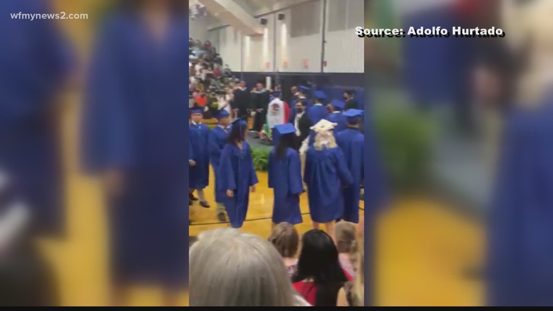 The school district responded after the student wore a Mexican flag during graduation.