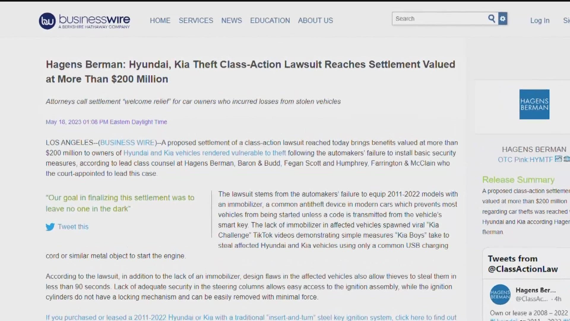 Kia, Hyundai settlement 200M for customers who had cars stolen