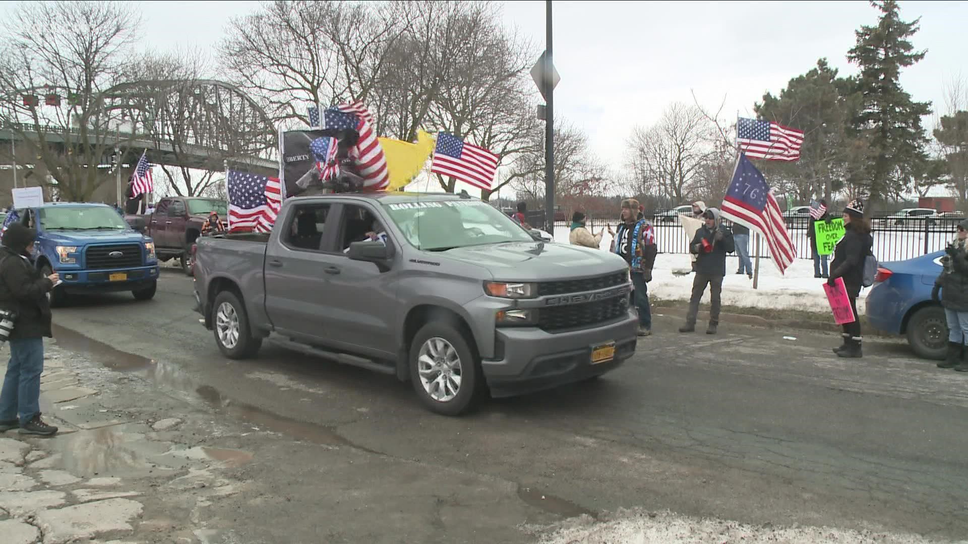 Protests from both sides of the border were happening Saturday in Buffalo and Fort Erie, Ontario.
