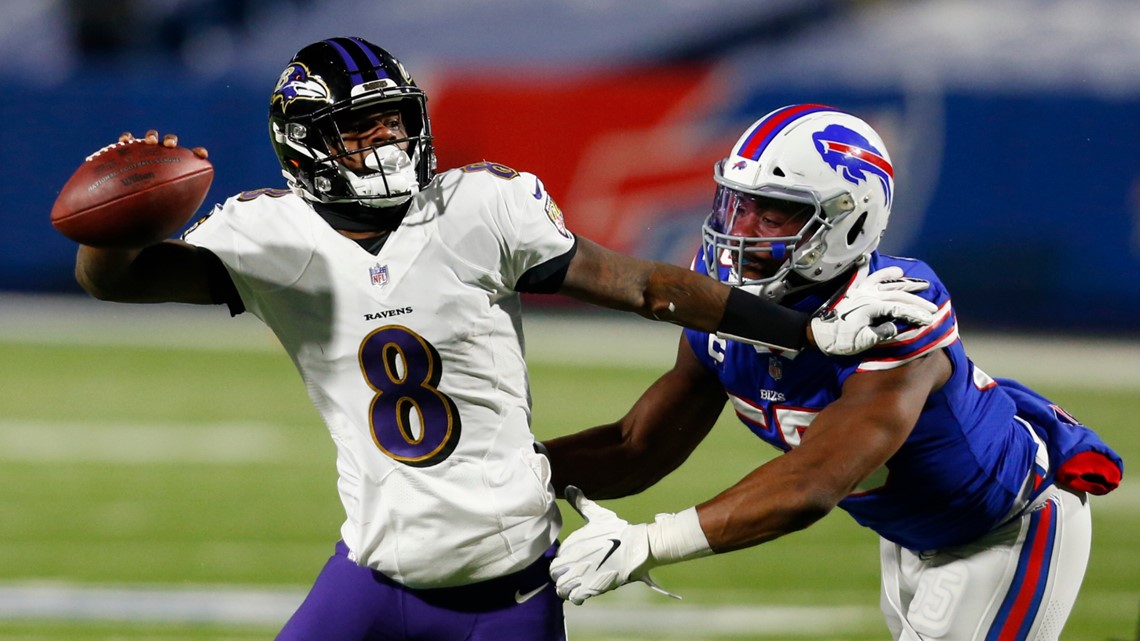 Ravens' Lamar Jackson throws pick-six; Bills' Taron Johnson ties NFL  playoff record with 101-yard return
