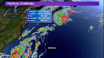 Tropics: Tropical Storm Bill racing over the Atlantic, Gulf cyclone forming