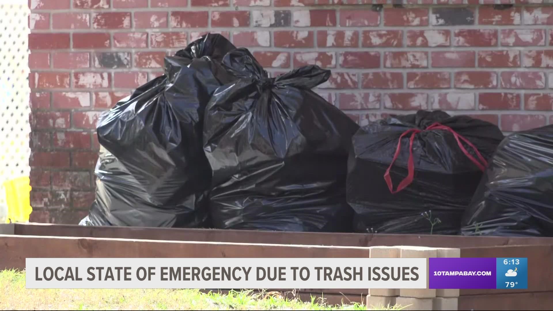 County commissioners say some residents are going weeks without their trash being picked up.
