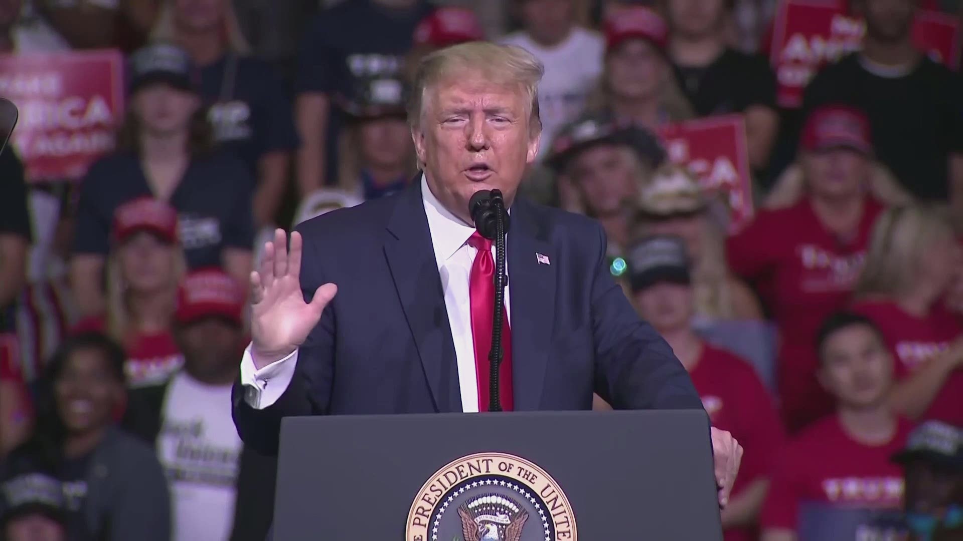 Speaking about COVID-19 at his Tulsa, Oklahoma, rally, President Donald Trump said he told his people "to slow the testing down, please."