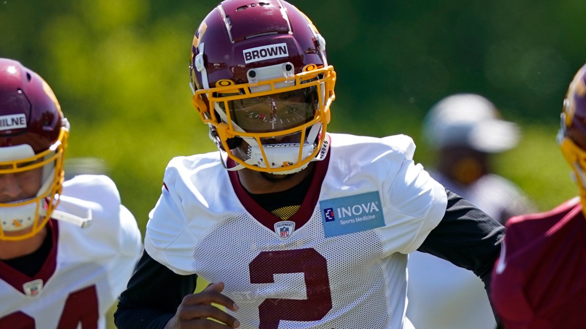 Washington Football Team rookie wide receiver Dyami Brown defeats double  coverage with a 48-yard snag on Washington quarterback Taylor Heinicke's  deep shot