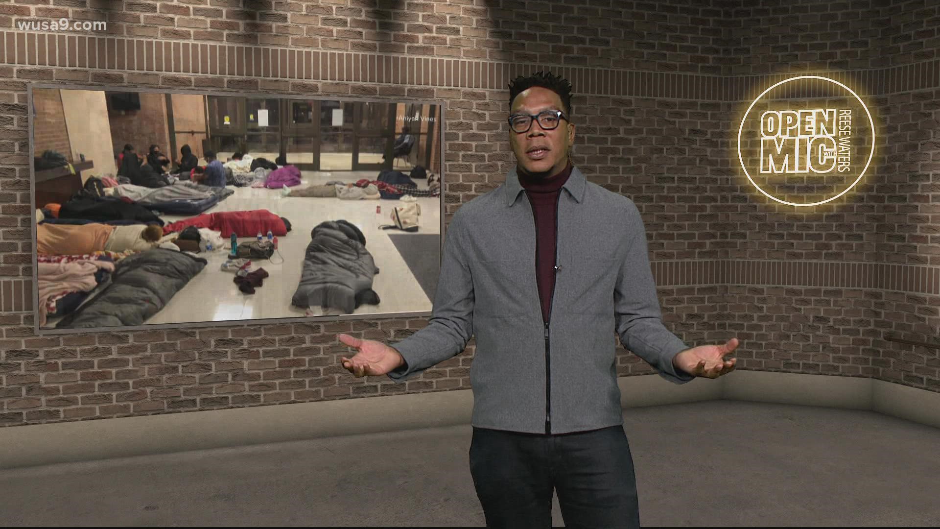Howard students were armed with a list of grievances, sleeping bags and blankets as they took over the campus community center. WUSA9's Reese Waters gives his take.