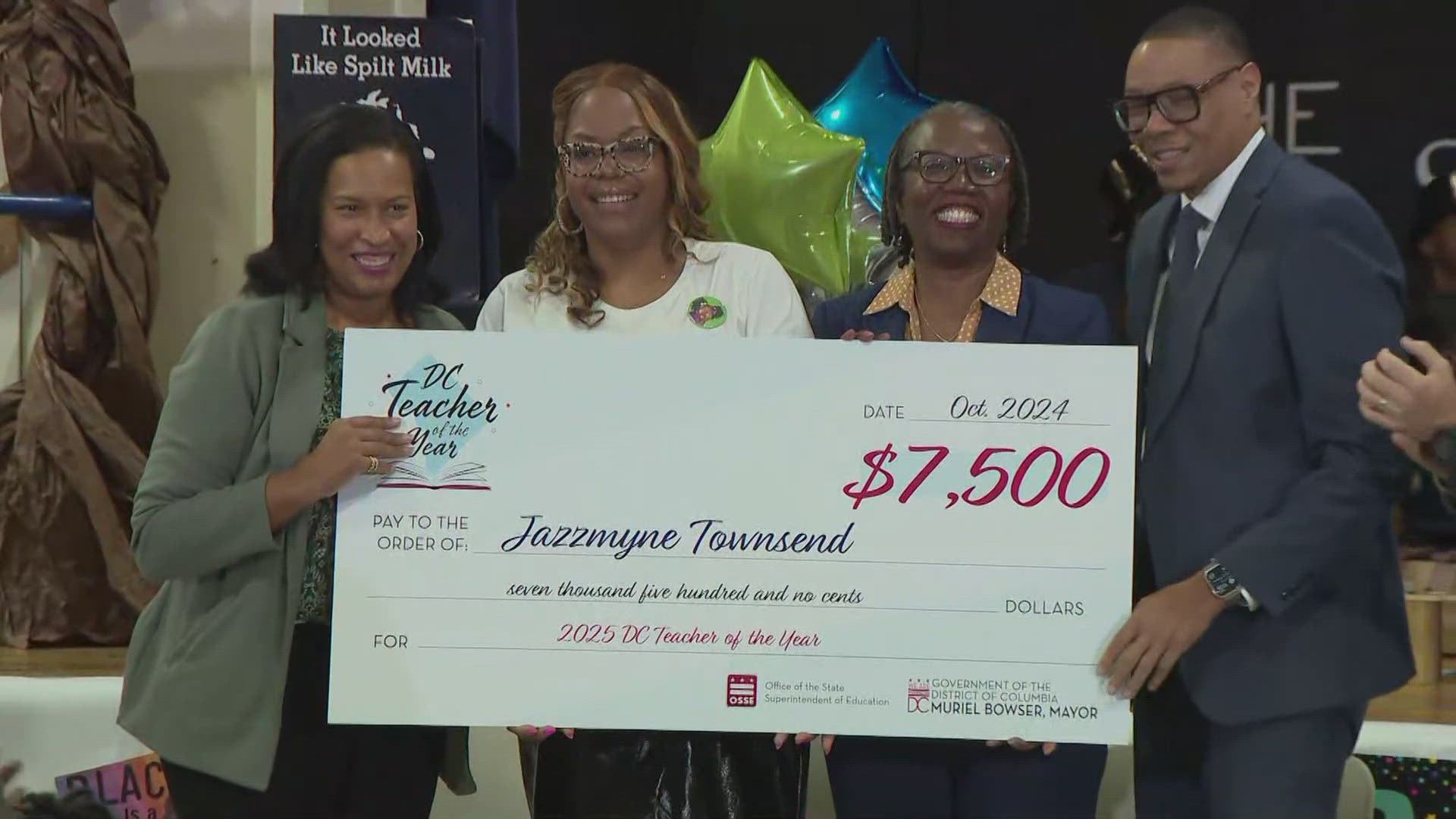 Stanton Elementary School teacher Jazzmyne Townsend has been named 2025’s D.C. Teacher of the Year, Mayor Muriel Bowser announced at a surprise event Thursday.