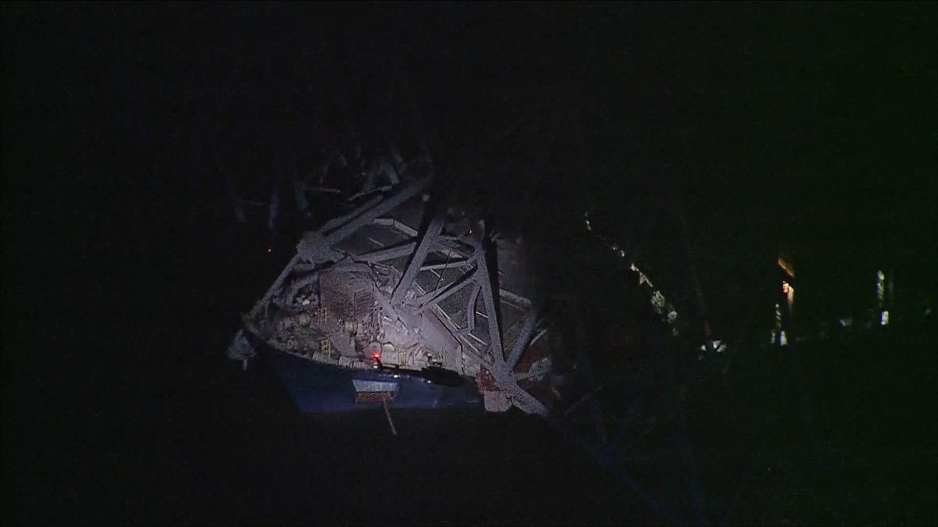 A portion of the Francis Scott Key Bridge in Baltimore has collapsed after a large boat collided with it.