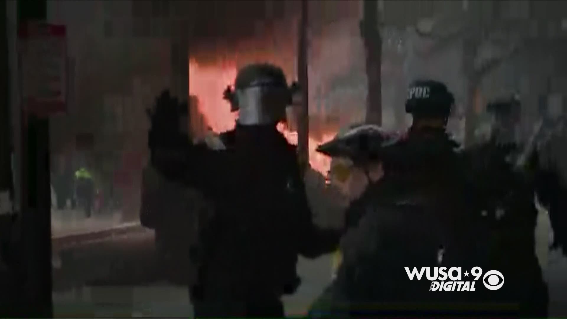 Limo set on fire near protests on K Street