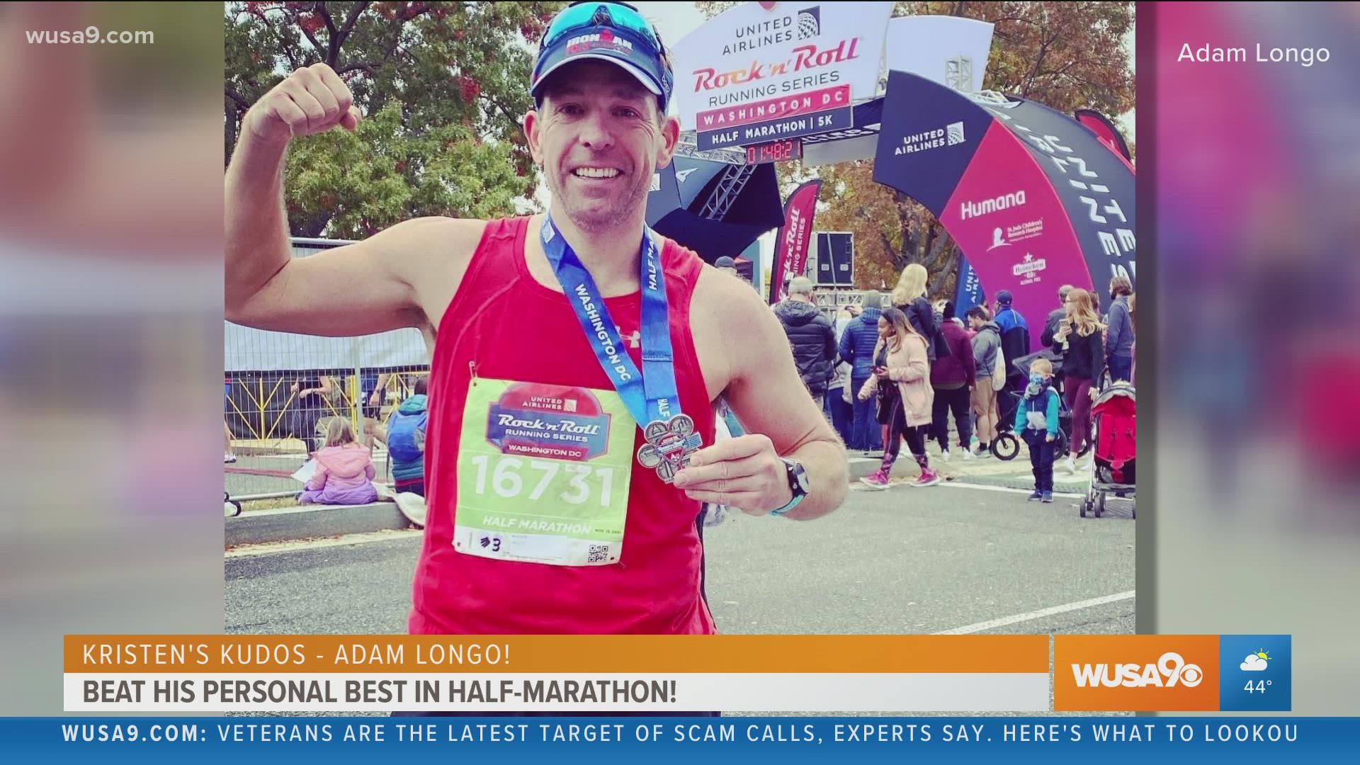 WUSA9 Anchor, Adam Longo, deserves a big shoutout for finishing 10th in his age group and beating his personal record at the Rock N' Roll Half-marathon.