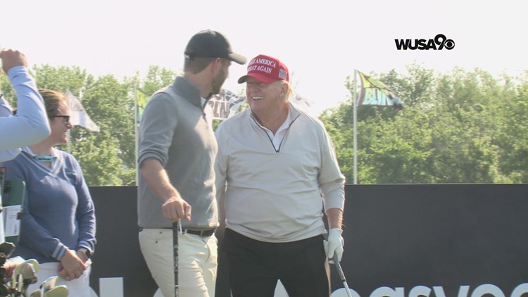 Former President Donald Trump tees off at LIV Golf amid controversy